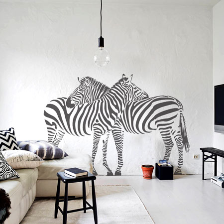 zebra animals stencil wall